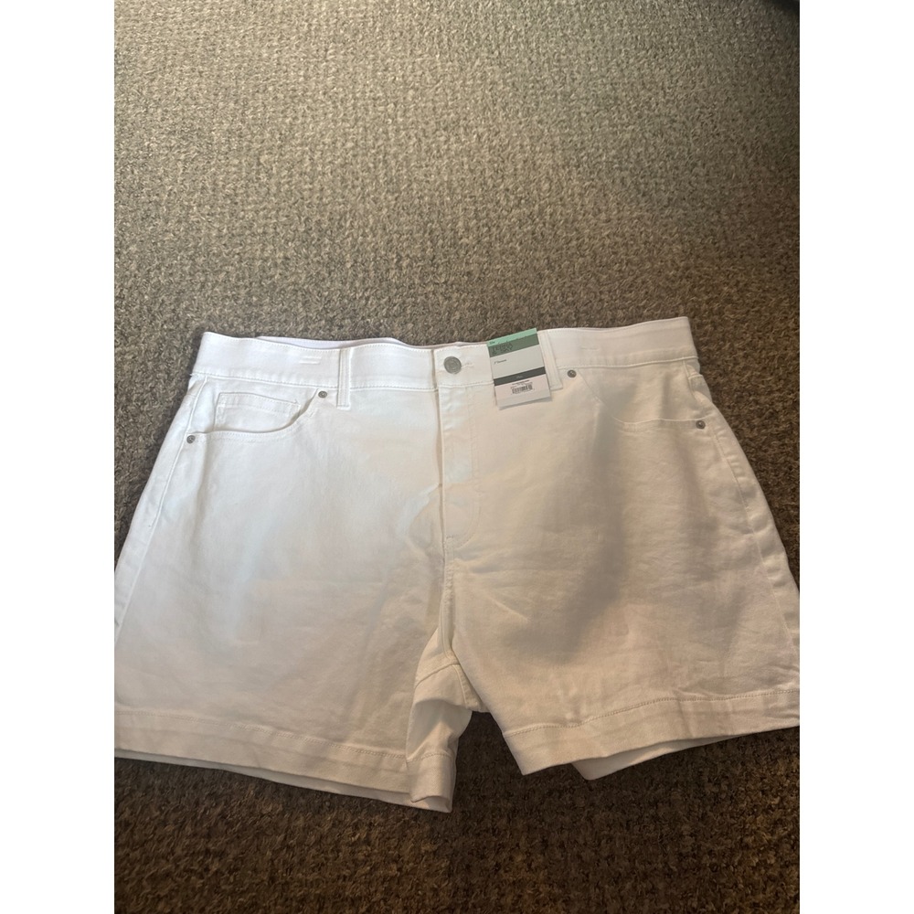 Terra & Sky Womens Plus A-Line Denim Shorts Vivid White 22W 5in Inseam NEW